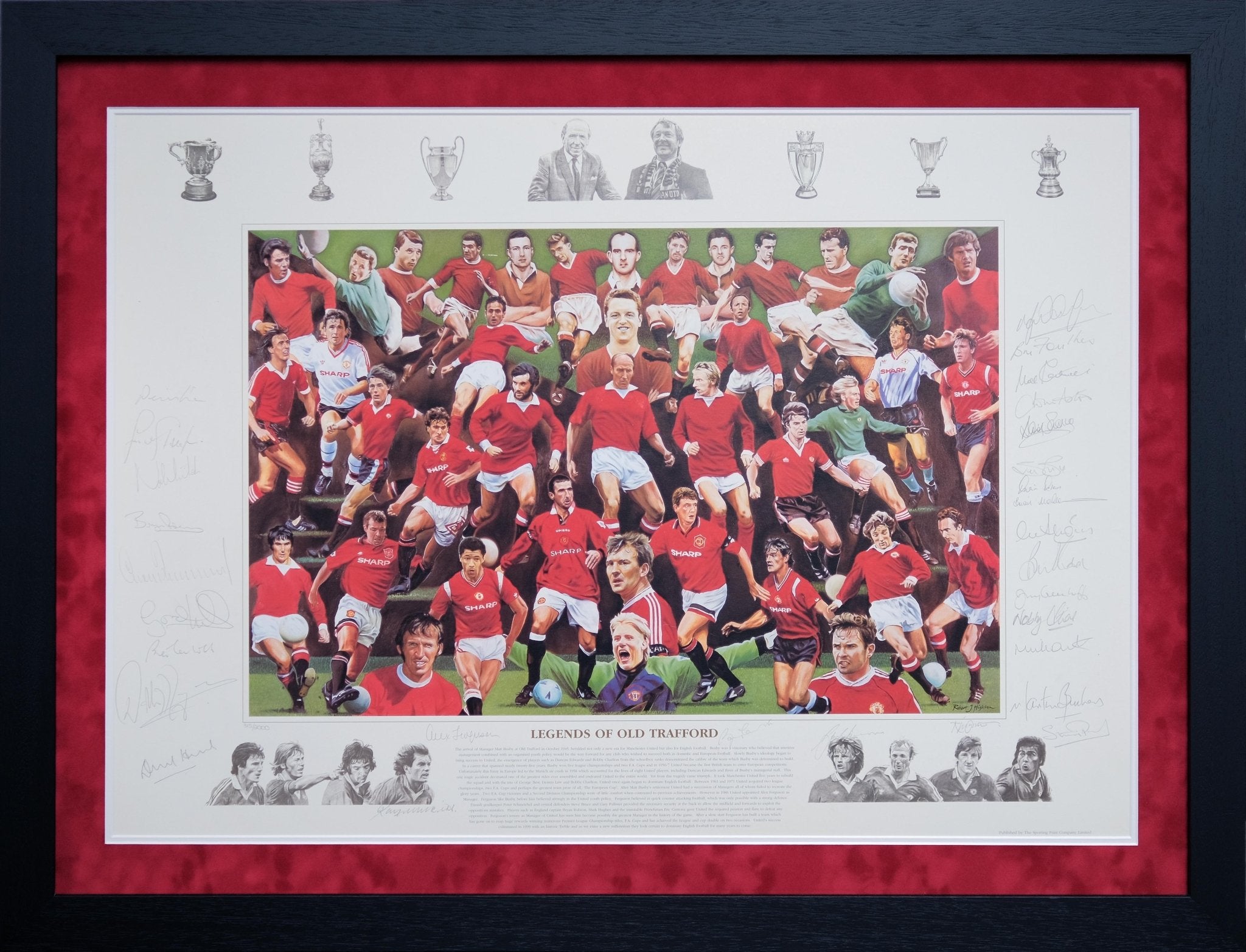Manchester United Legends Framed Photograph Display - Memorabilia Framers Shop